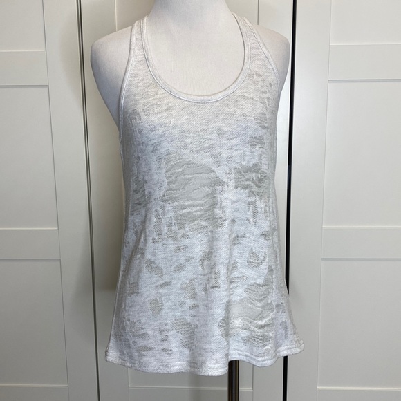 ALO Yoga Tops - Alo Yoga Pure Tank Distressed Heather Light Gray XS Off-White